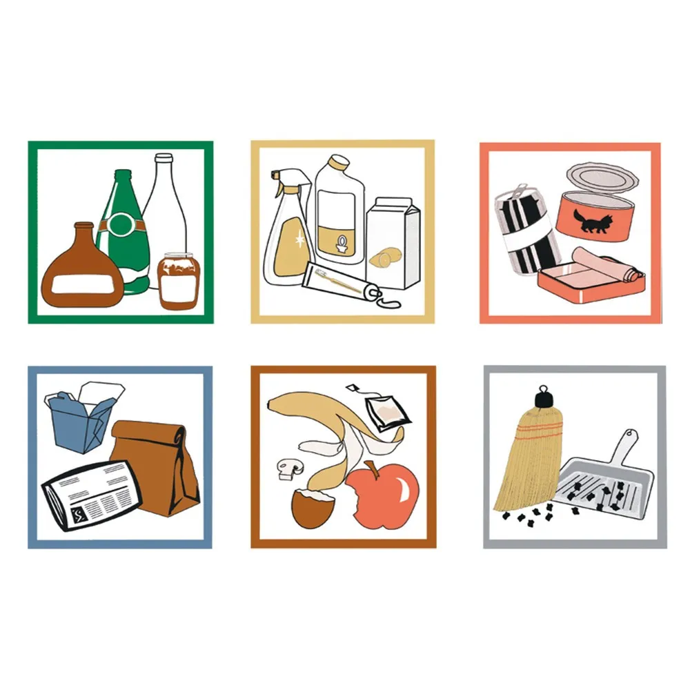 Aufkleber-Set für stumpf® Wertstoffsammler, quadratisch, wasserfest, 6 Stk/VE