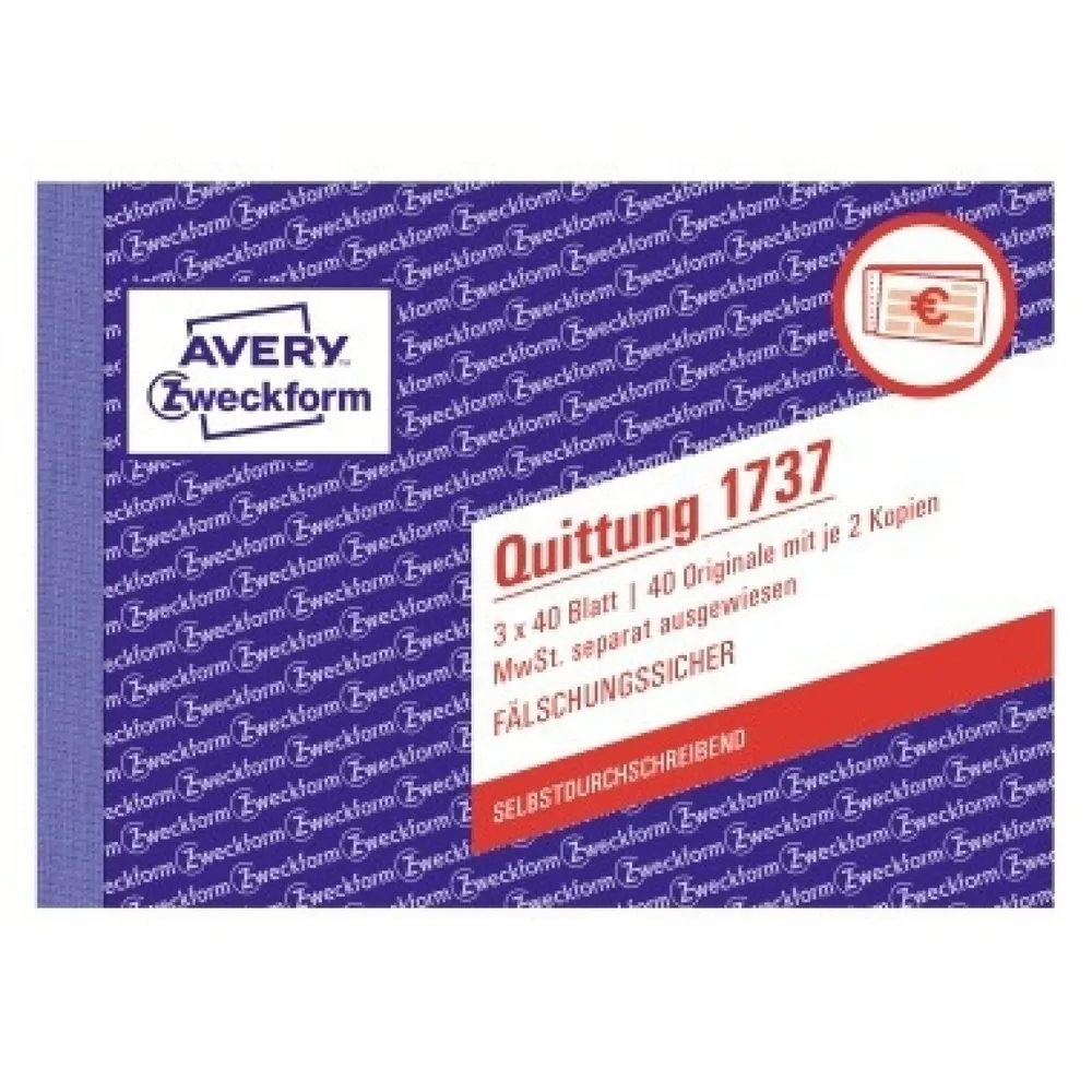 Avery Zweckform Quittung 1737 DI A6 mit MwSt SD 3x40Blatt