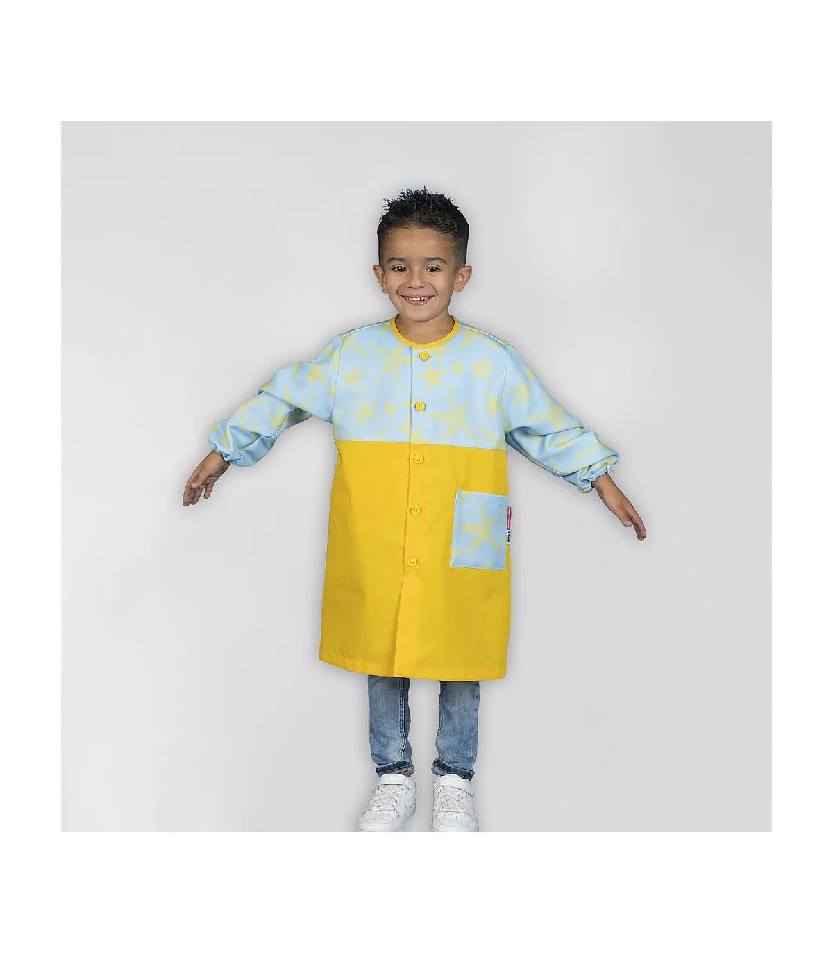 Babi lucero Agatha mit Frontverschluss und gelben Sternen im Sargagewebe UNIFORMES GARY'S 300017