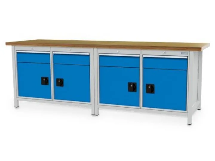Bedrunka+Hirth Kastenwerkbank mit 4 Schubladen 4 Flügeltüren Maße 2500 x 750 x 959 mm