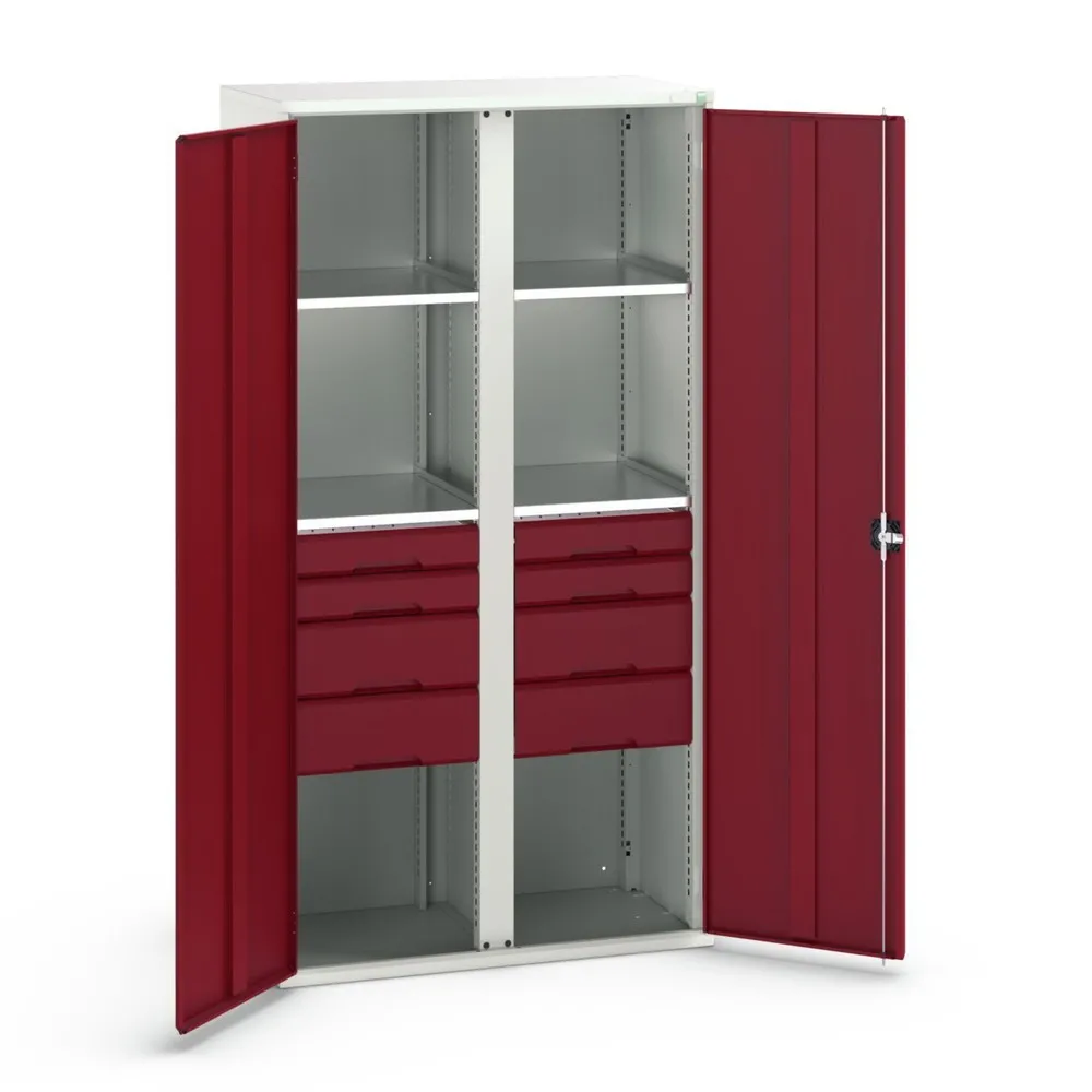 bott verso Flügeltürschrank mit Schubladen, mit 4 Fachböden und 8 Schubladen, BxTxH: 1050 x550 x 2000 mm