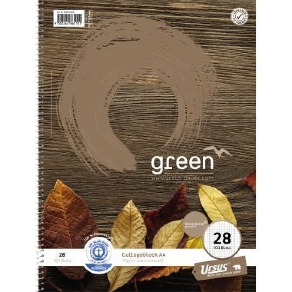 Ursus Collegeblock Green 608510028 DIN A4 70g kariert 100Blatt