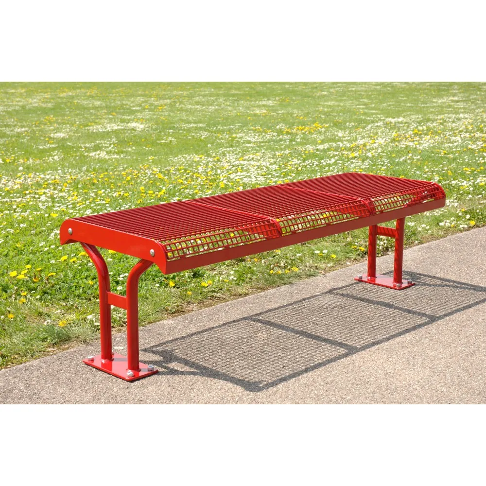 Drahtgitter-Sitzbank Ergolax, 3 Sitze, ohne Rückenlehne, mit Flanschbefestigung, umbragrau