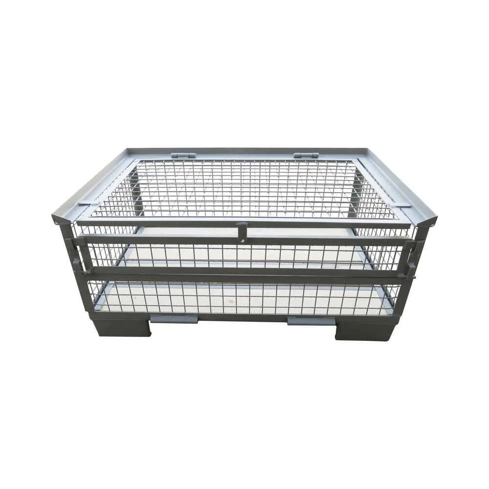 Industrie-Gitterbox, mit Deckel, Längswand halb abklappbar, Nutzhöhe 400 mm