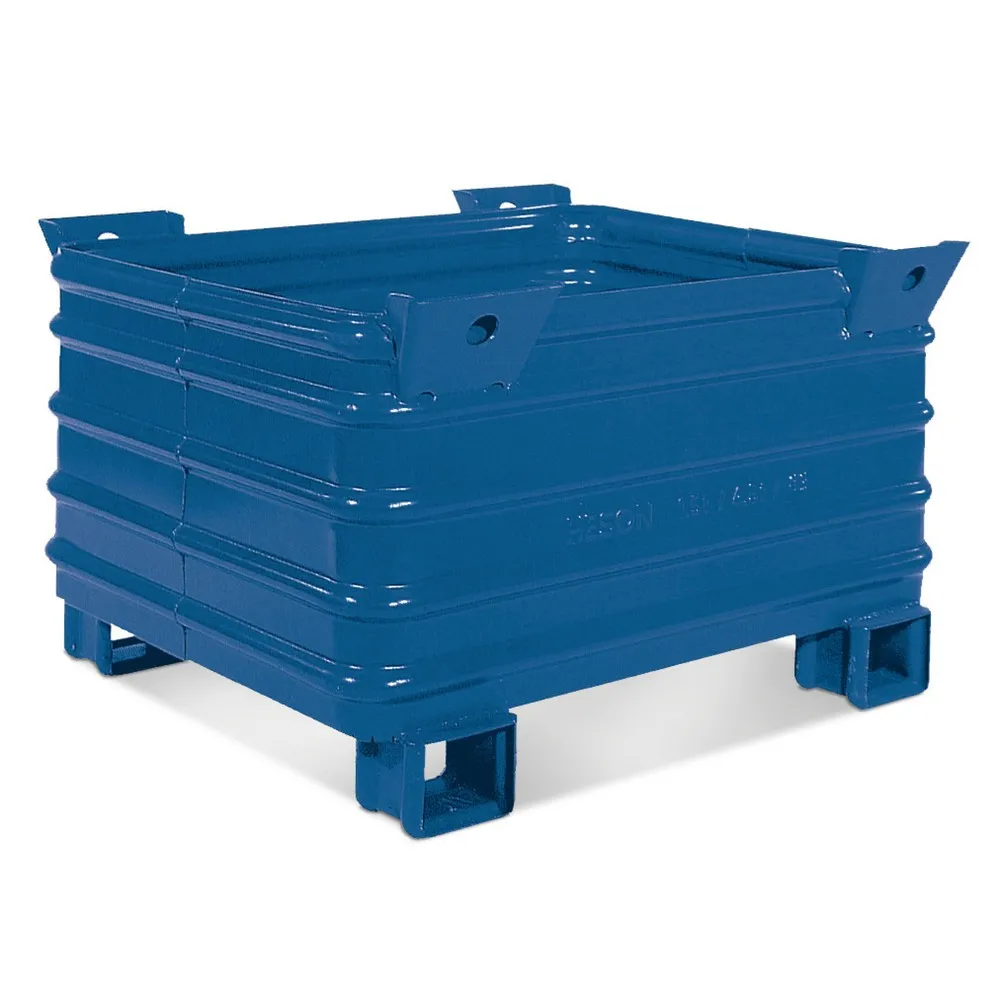 HESON® Stapelbehälter mit Staplertaschen, BxT 1.000 x 800 mm