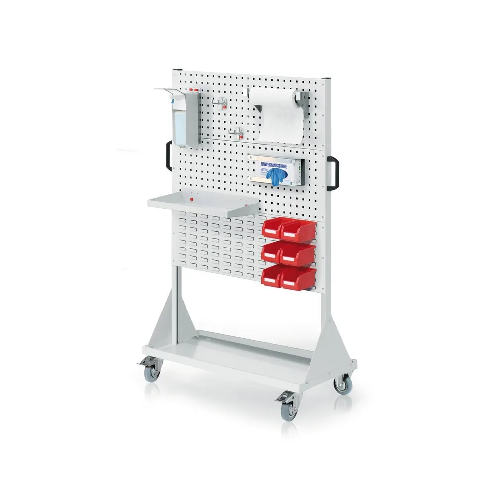 Kappes RasterPlan® Hygienestation, mobile Stellwand, 2 Lochplatten, HxBxT 1.580 x 1.000 x 500 mm, Modell 4