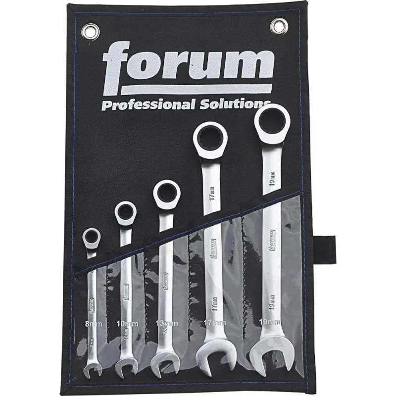 Maul-Ringratschenschlüssel-Satz gerade 8-19mm 5-teilig in Rolltasche FORUM