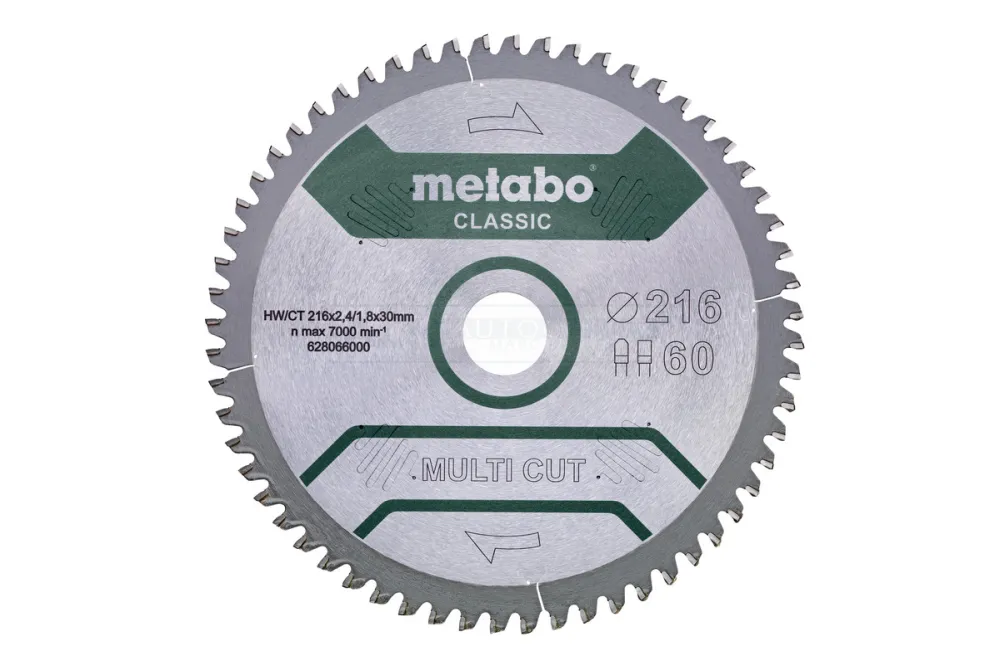 Metabo MultiCutClassic 254x30 60 FZ/TZ 5°neg /B - 628666000