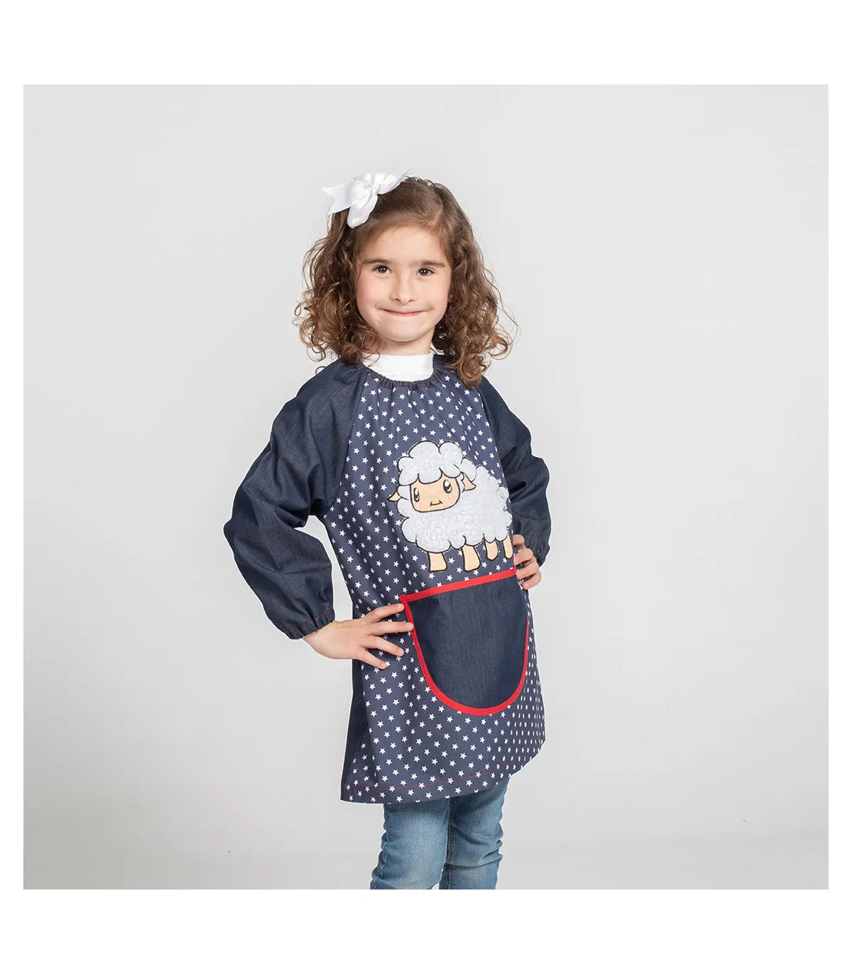 Oveja Babi mit langen Ärmeln und gemustert von Strecken in Stoff tejano Farbe Saphir UNIFORMES GARY'S 300007