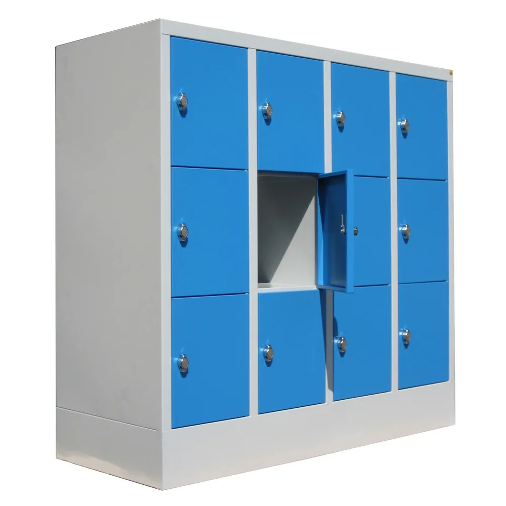 PAVOY Schließfachschrank mit Drehriegelverschluss, 4 x 3 Fächer, lichtgrau, anthrazitgrau