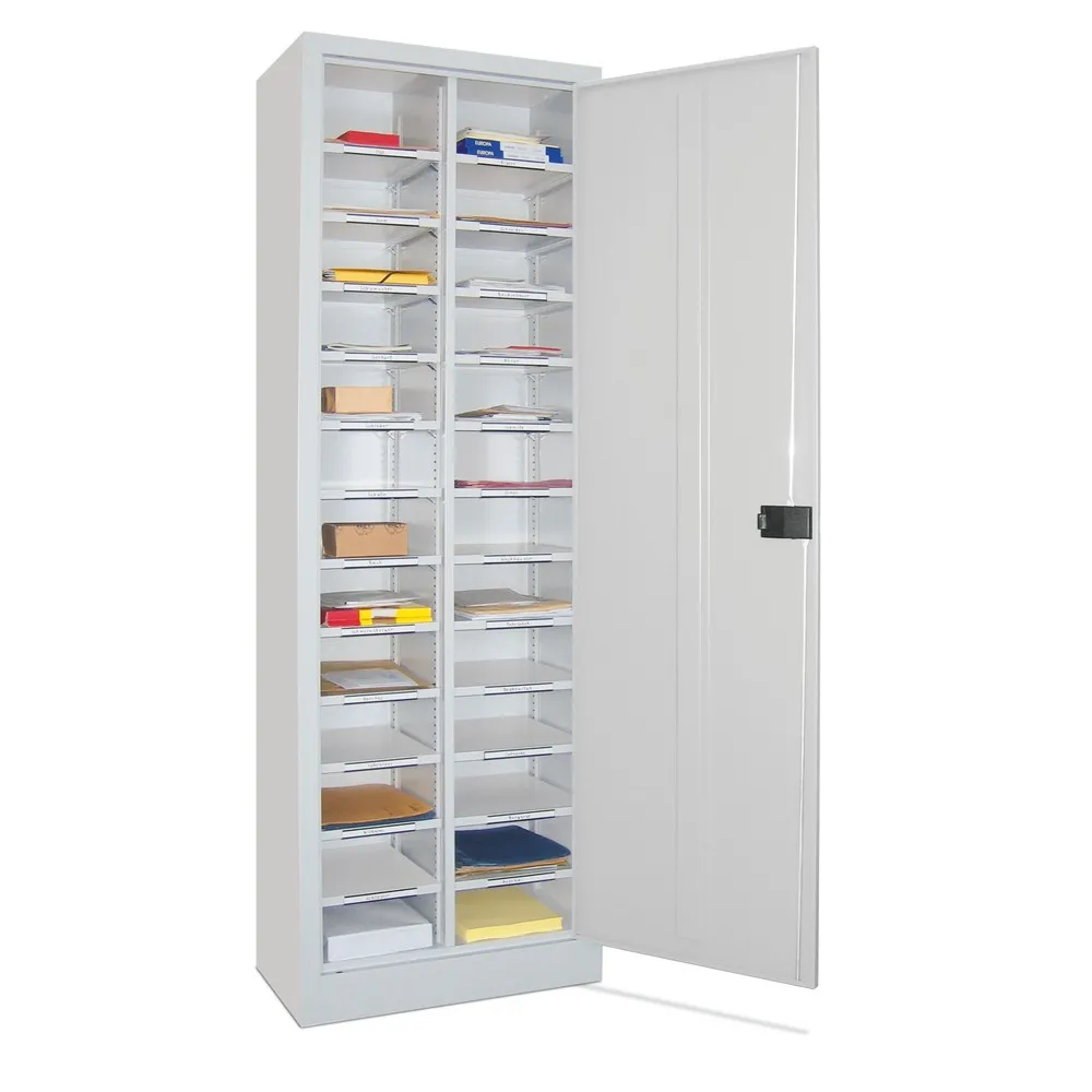 PAVOY Sortierschrank mit Tür, 26 Fächer, lichtblau, feuerrot