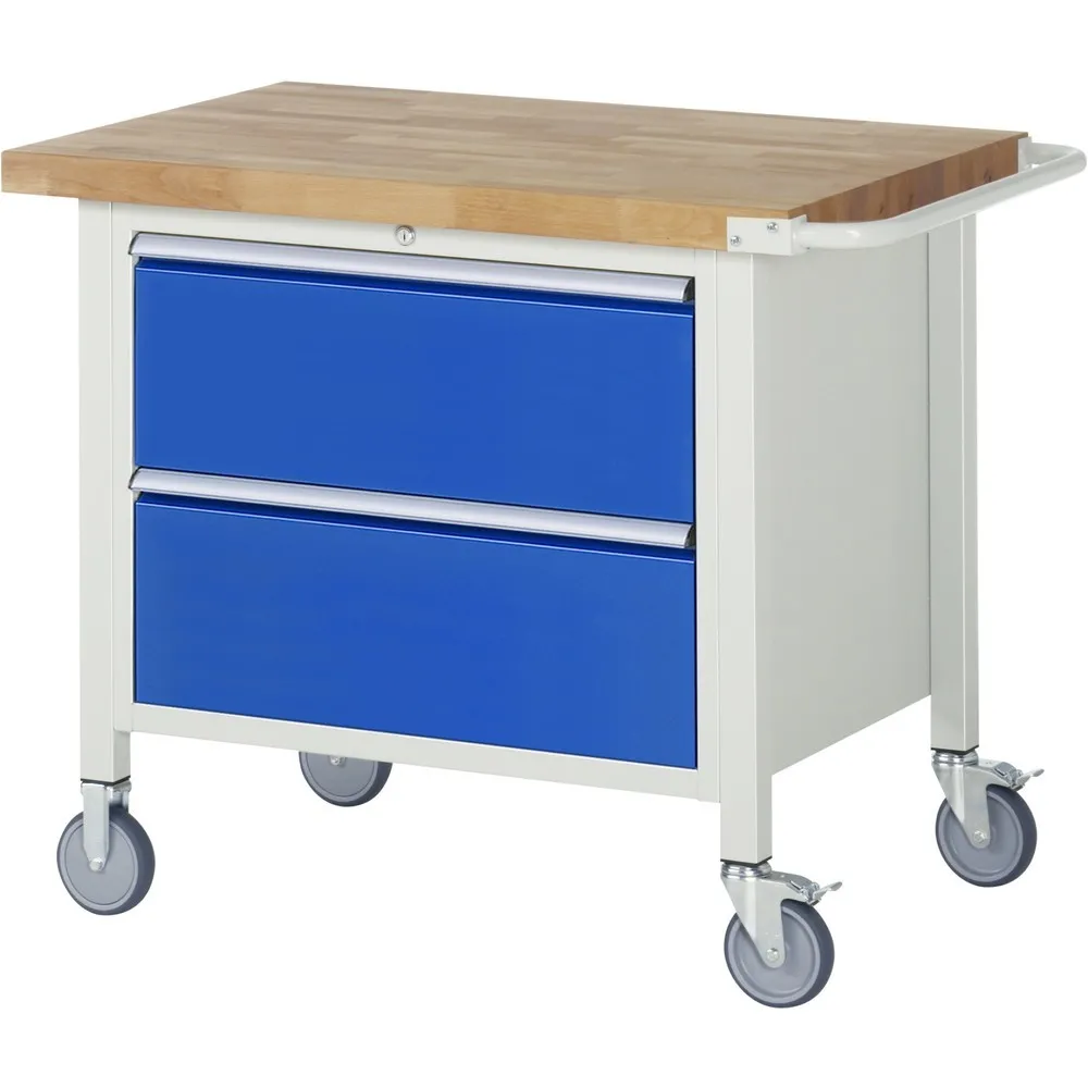 RAU mobile Werkbank Serie 8000, HxBxT 880 x 1.000 x 700 mm, 2 x 100%-Auszug-Schubladen, Breite 680 mm