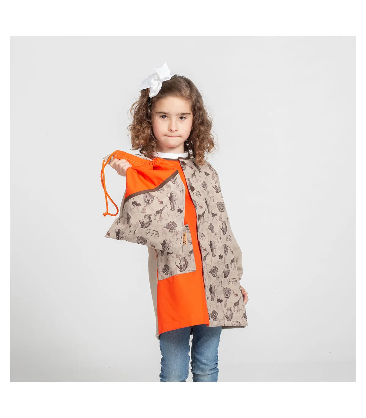 Sabana Tasche mit Tierprägung in recyceltem sandfarbenem Stoff UNIFORMES GARY'S 360012