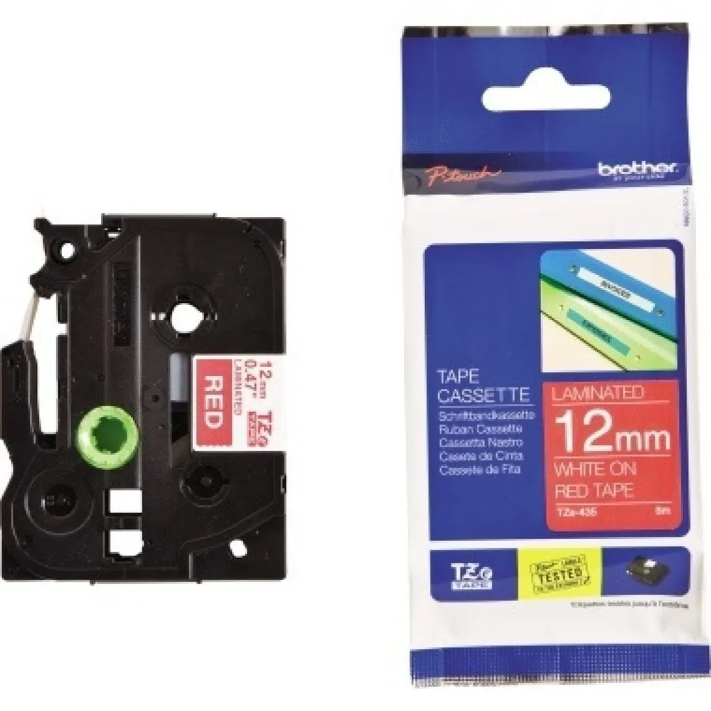 P-touch Schriftbandkassette TZE435 12mmx8m laminiert ws auf rt