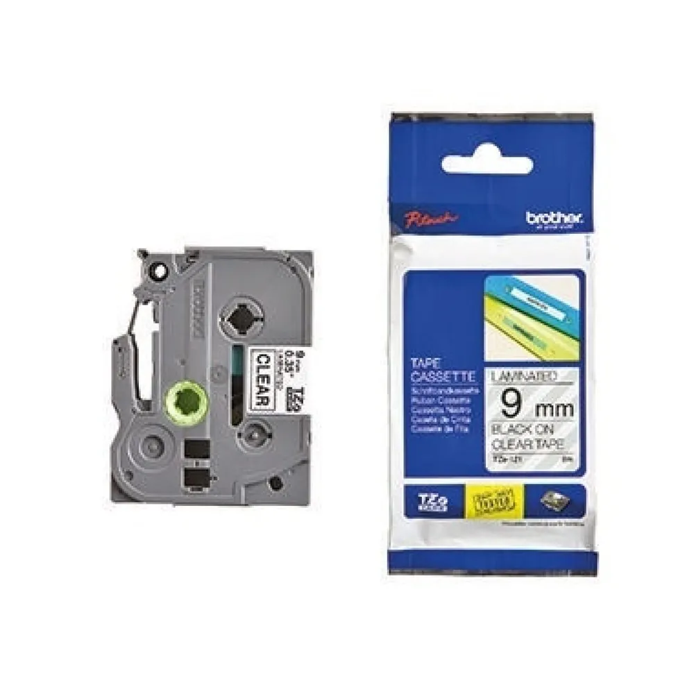 P-touch Schriftbandkassette TZE121 9mmx8m laminiert sw auf fl