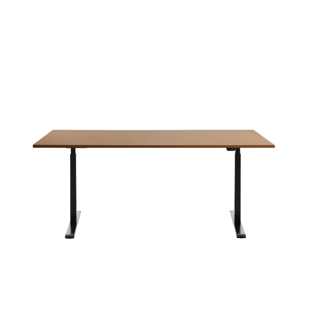 Topstar® Elektrisch höhenverstellbarer Schreibtisch E-Table, T-Fuß, BxT 1.800 x 800 mm, Buche/schwarz
