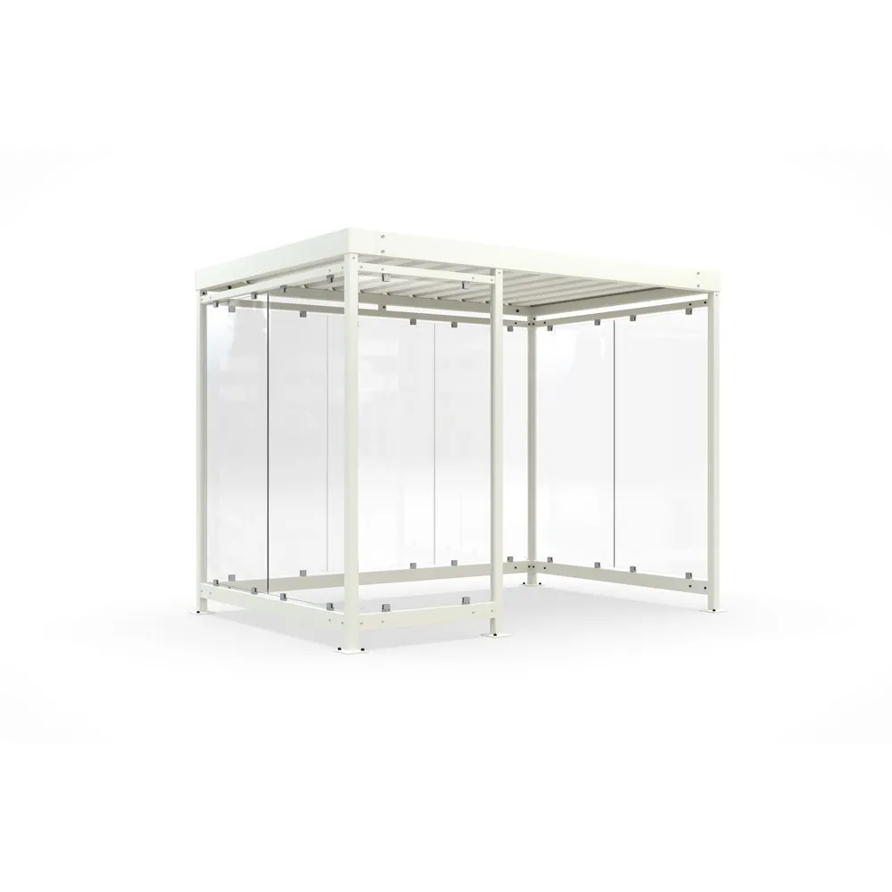 wsm® Raucherunterstand, Bausatz, für 7-8 Personen, 8 Elemente, RAL 9002 grauweiß - ohne Glasdekor