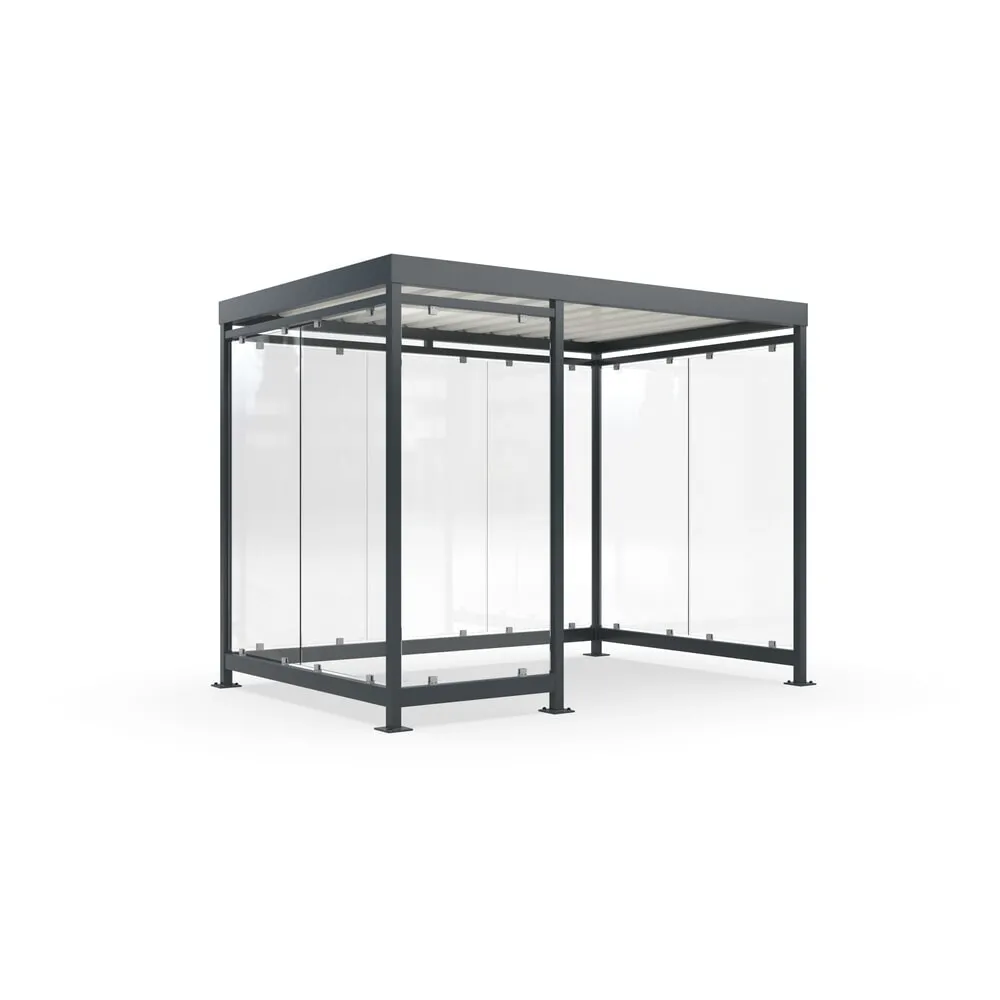 wsm® Raucherunterstand, fertig montiert, für 7-8 Personen, 8 Elemente, RAL 7016 anthrazitgrau - ohne Glasdekor