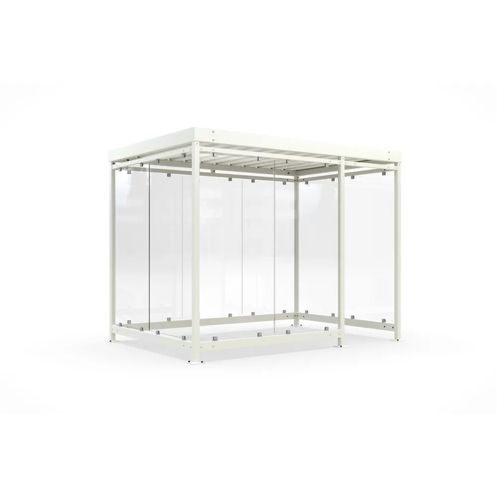 wsm® Raucherunterstand, Bausatz, für 7-9 Personen, 9 Elemente, RAL 9002 grauweiß - ohne Glasdekor