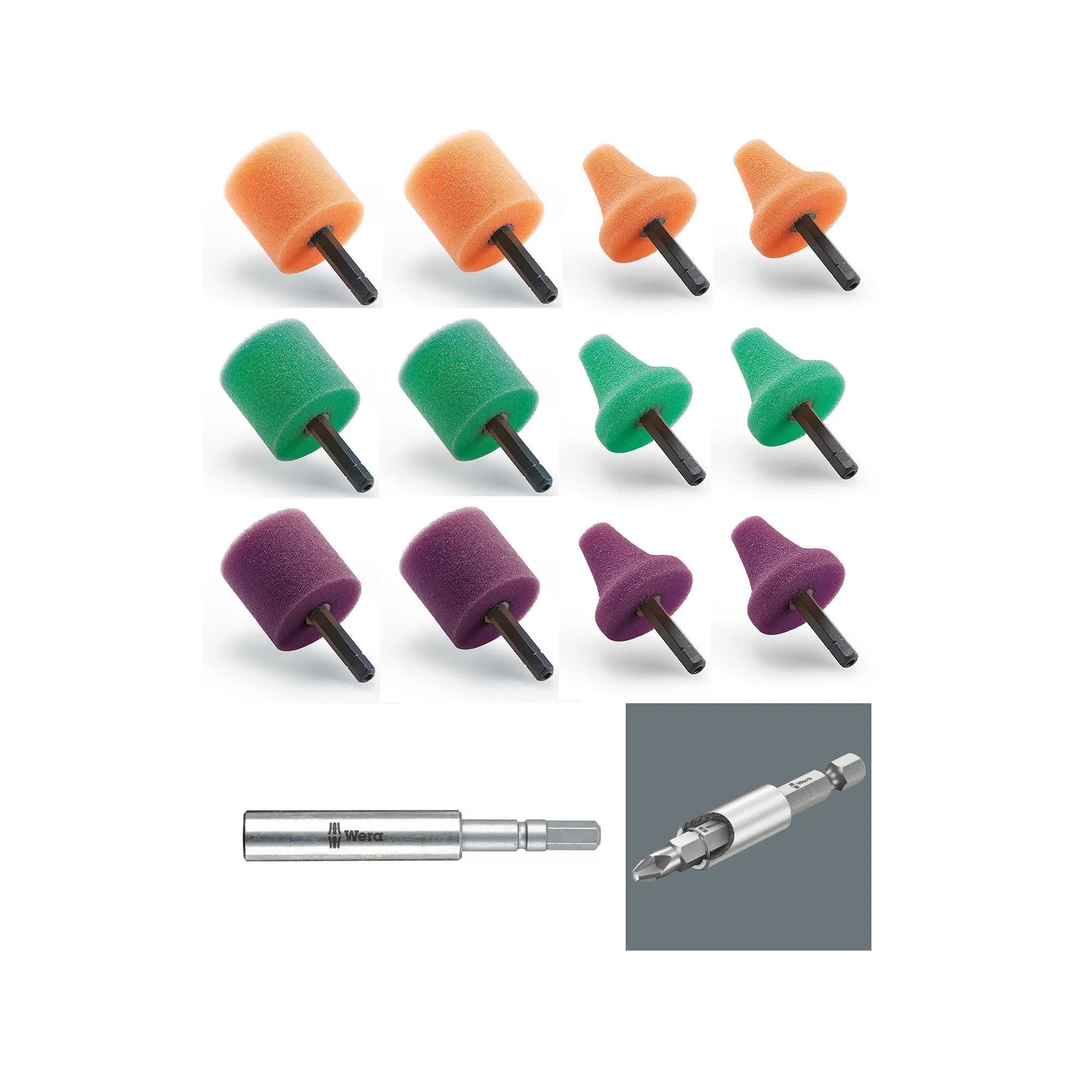 FLEX Polierschwämme 12 Stück PK + PZ 35 HEX inkl. Bithalter im Set