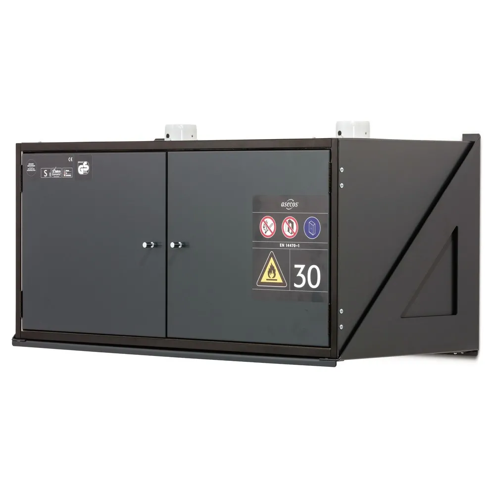asecos® Brandschutzschrank Typ 30, Wandmontage, mit Bodenwanne, HxBxT 485 x 995 x 470 mm
