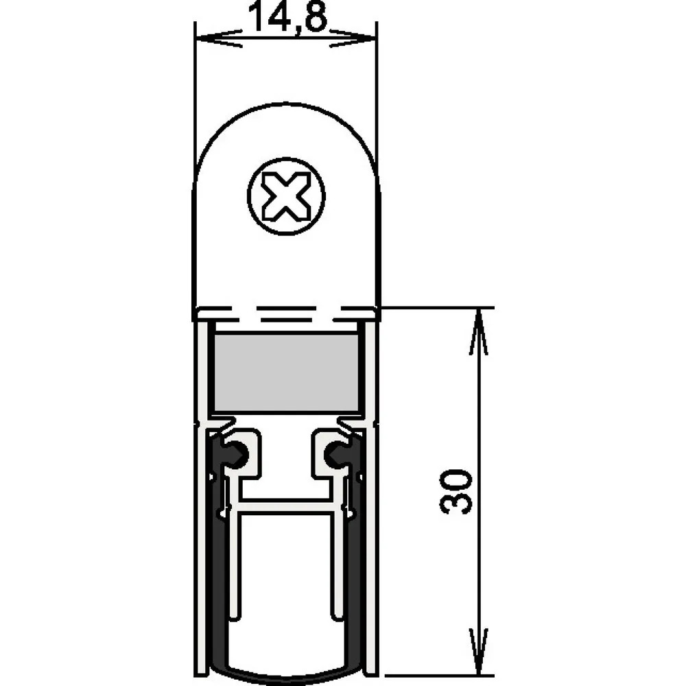 ATHMER Türdichtung Schall-Ex® DUO L-15 WS 1-382, Aluminium silberfarben eloxiert, 2-seitig Länge 833 mm, Holztüren