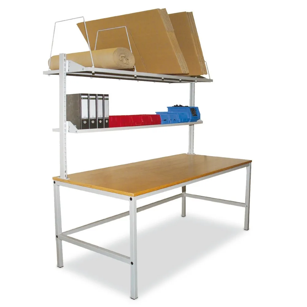 Bedrunka+Hirth Einzel-Packtisch, mit Aufbau und Buche-Multiplex Arbeitsplatte, HxBxT 820 x 1.500 x 930 mm