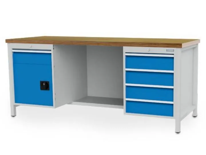 Bedrunka+Hirth Kastenwerkbank 5 Schubladen 1 Flügeltür 1 Stahlfachboden 2000 x 750 x 959 mm