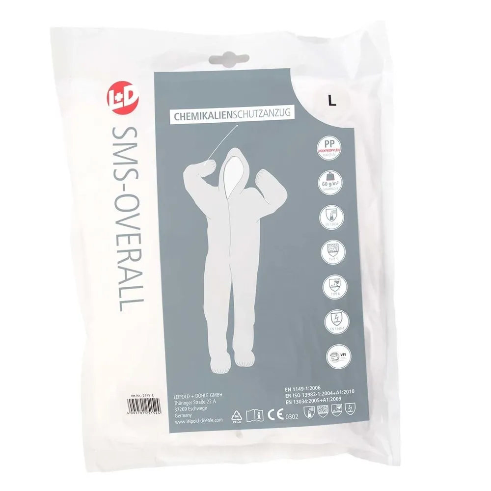 CleanGo SMS-Overall mit Kapuze und Gummizug, antistatisch, Größe XXXL