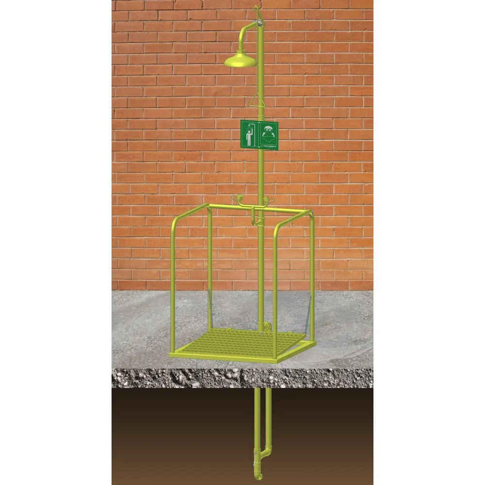 Erbstößer® Körper-/Augendusche-Station, DIN EN 15154-5, Unterflur-Wasseranschluß, Edelstahl-Duschkopf, frostsicher