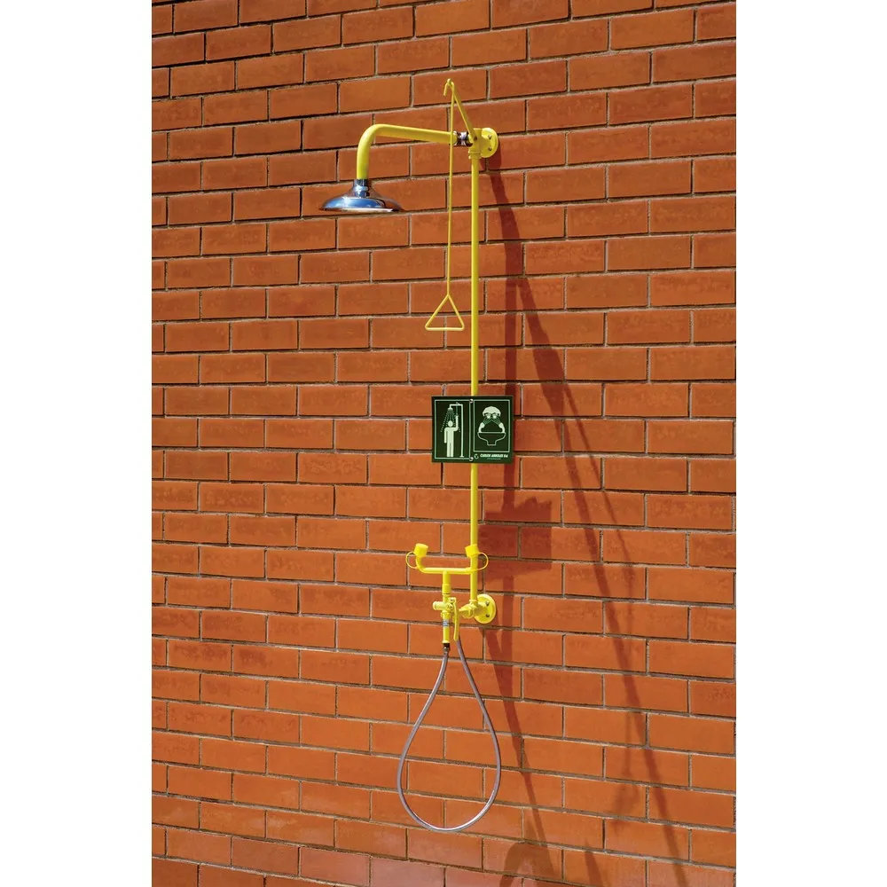 Erbstößer® Körper-/bewegliche Schlauchdusche-Kombination, DIN EN 15154-1/-2/-5, Wandmontage, Edelstahl-Duschkopf, 2 Strahlregler