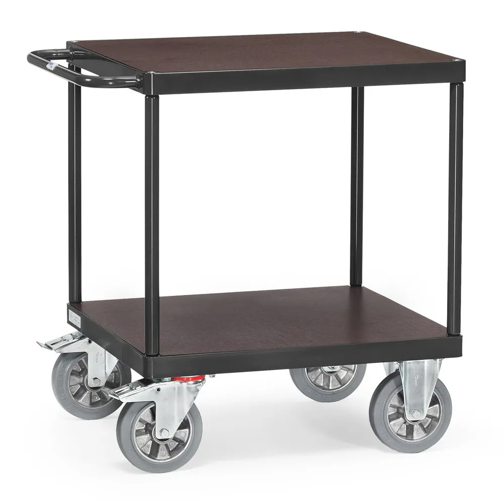 fetra® Schwerlast-Tischwagen, TK 1.200 kg, 2 Etagen à 700 x 700 mm, anthrazitgrau