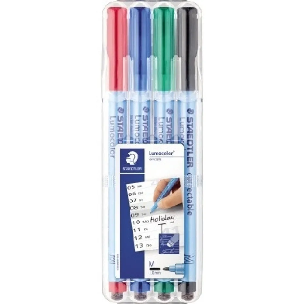 STAEDTLER Folienstift Lumocolor 305M WP4-1 F M f. sort. 4 St./Pack