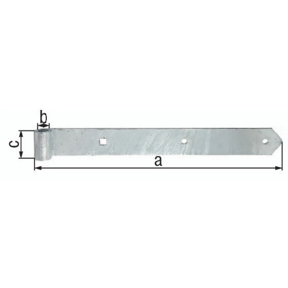 GAH Ladenband Breite 40 mm, Ø 13 mm Stahl feuerverzinkt, Länge 500 x 40 mm Stärke 5 mm, abgerundet