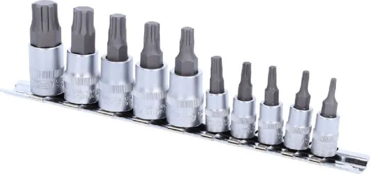 KS Tools 1/4 Zoll und 3/8 Zoll Bit Stecknuss Satz TorxPlus 10 teilig IP10-IP60