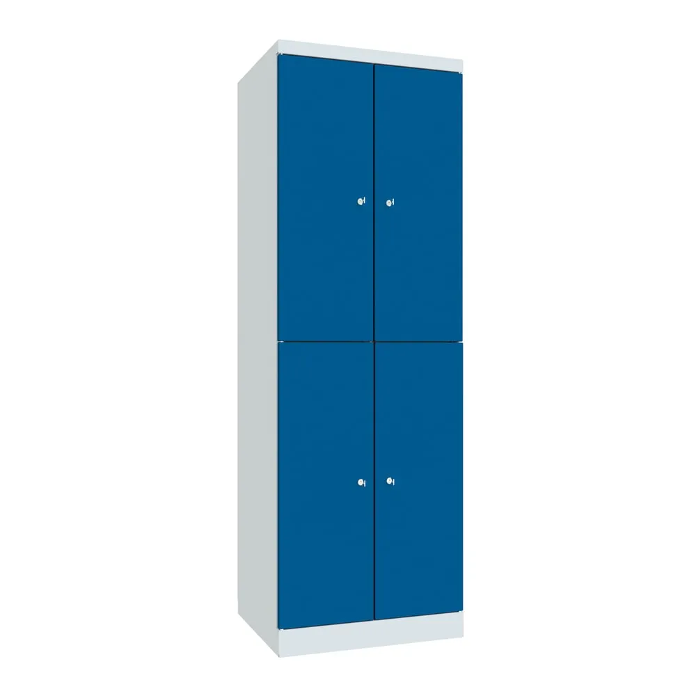 PAVOY Schließfachschrank mit aufschlagenden Türen, 2 x 2 Fächer, HxBxT 1.800 x 600 x 500 mm, enzianblau, lichtgrau