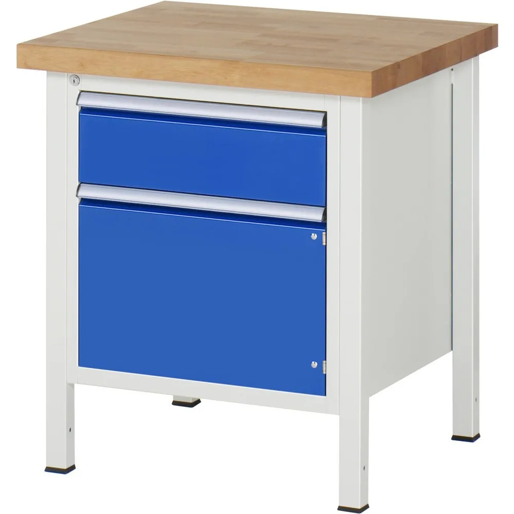 RAU Werkbank Serie 8000, 1 Flügeltür, HxBxT 840 x 750 x 700 mm, 1 x 100%-Auszug-Schublade, ErgoScript