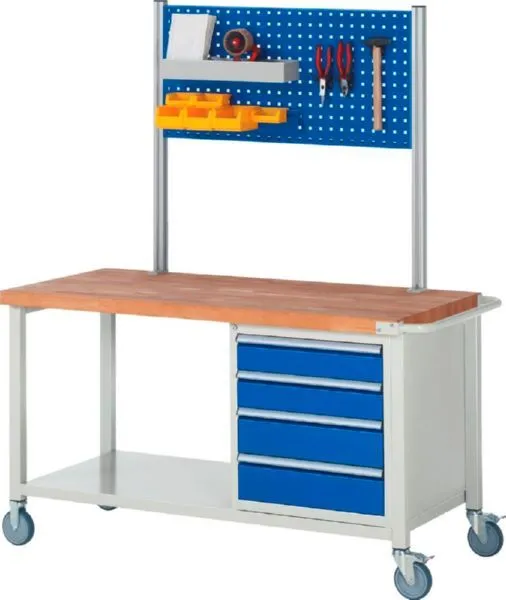 Rau Werkbänke Fahrbare Werkbank 8157 1250 x 900 x 880-1080 mm 3x Schubladen