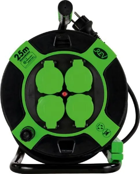 REV Kabeltrommel 25 meter 4-fach IP 44 H05RR-F 3G1,5