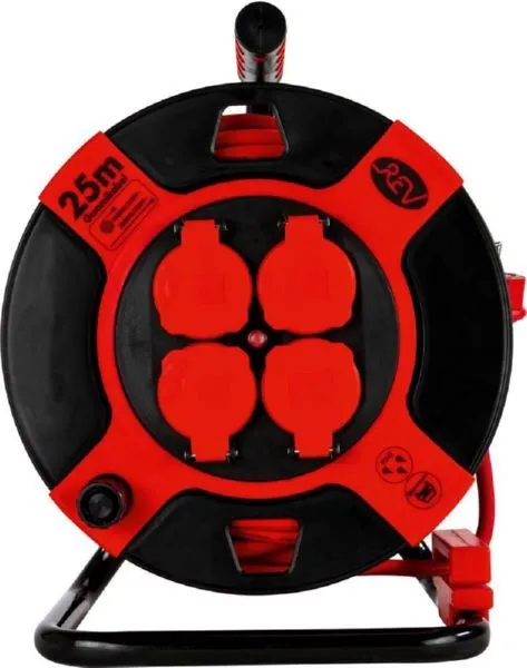 REV Kabeltrommel 25 meter 4-fach IP 44 H07RN-F 3G1,5