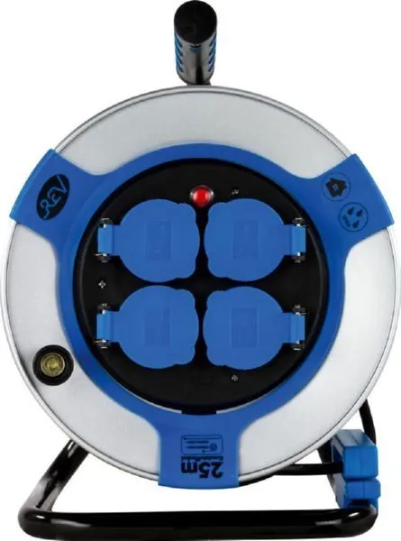 REV Kabeltrommel 25 meter Stahl IP44 4-fach H05VV-F 3G1,5