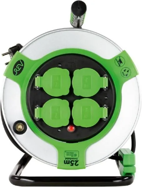 REV Kabeltrommel 25 meter Stahl IP44 4-fach H05RR-F 3G1,5