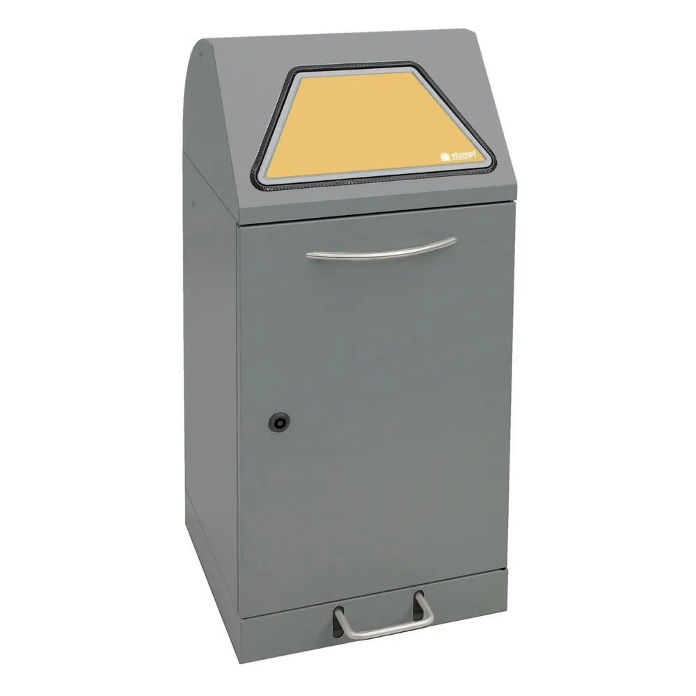 stumpf® Wertstoffsammler mit Fußpedal, inkl. Abfallsackhalter, Stahlblech, verzinkt, 60 Liter, graualuminium