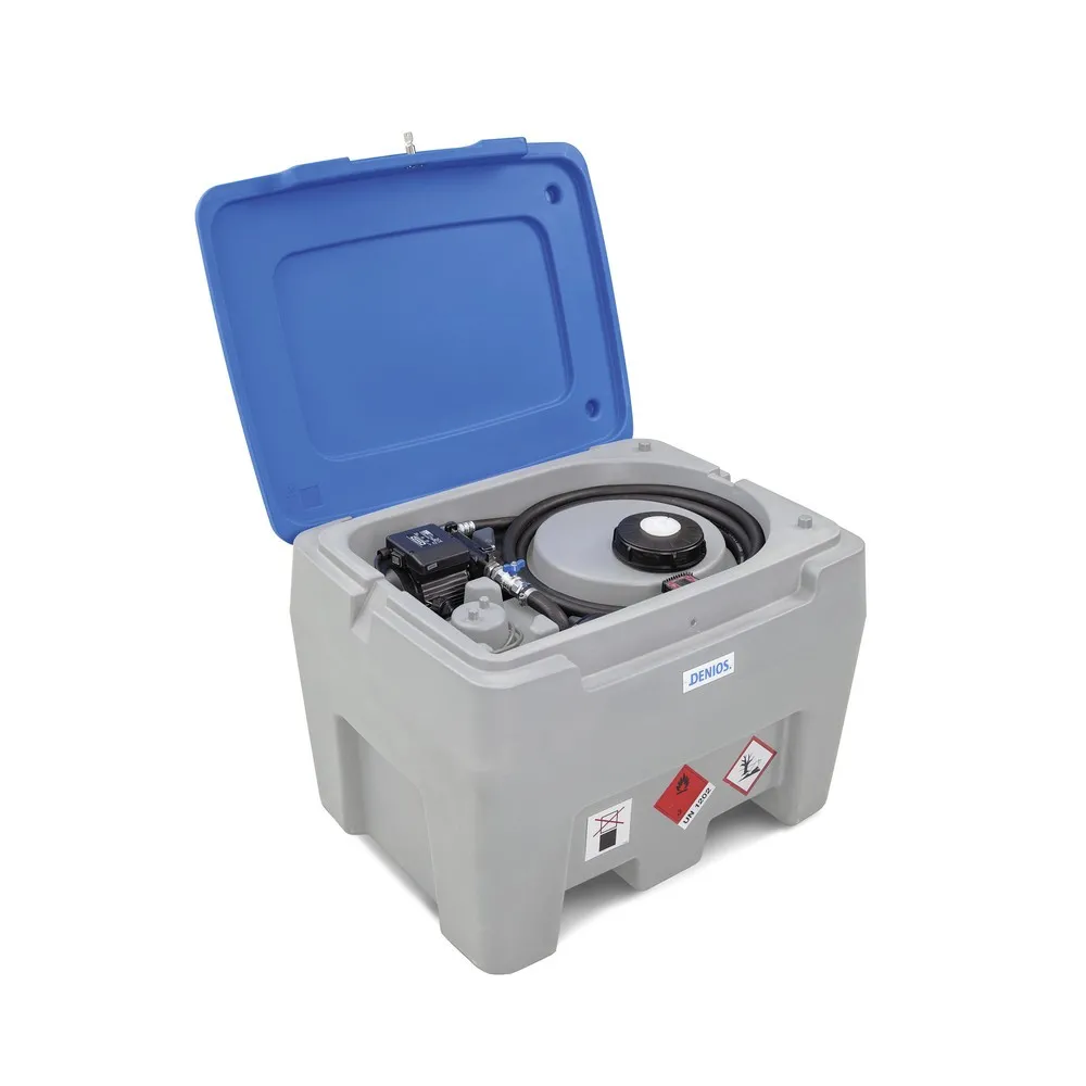 Tank-Anlage aus PE, mit Pumpe, Zapfventil + Schlauch, Volumen 250 l, V 12, 35 l/min