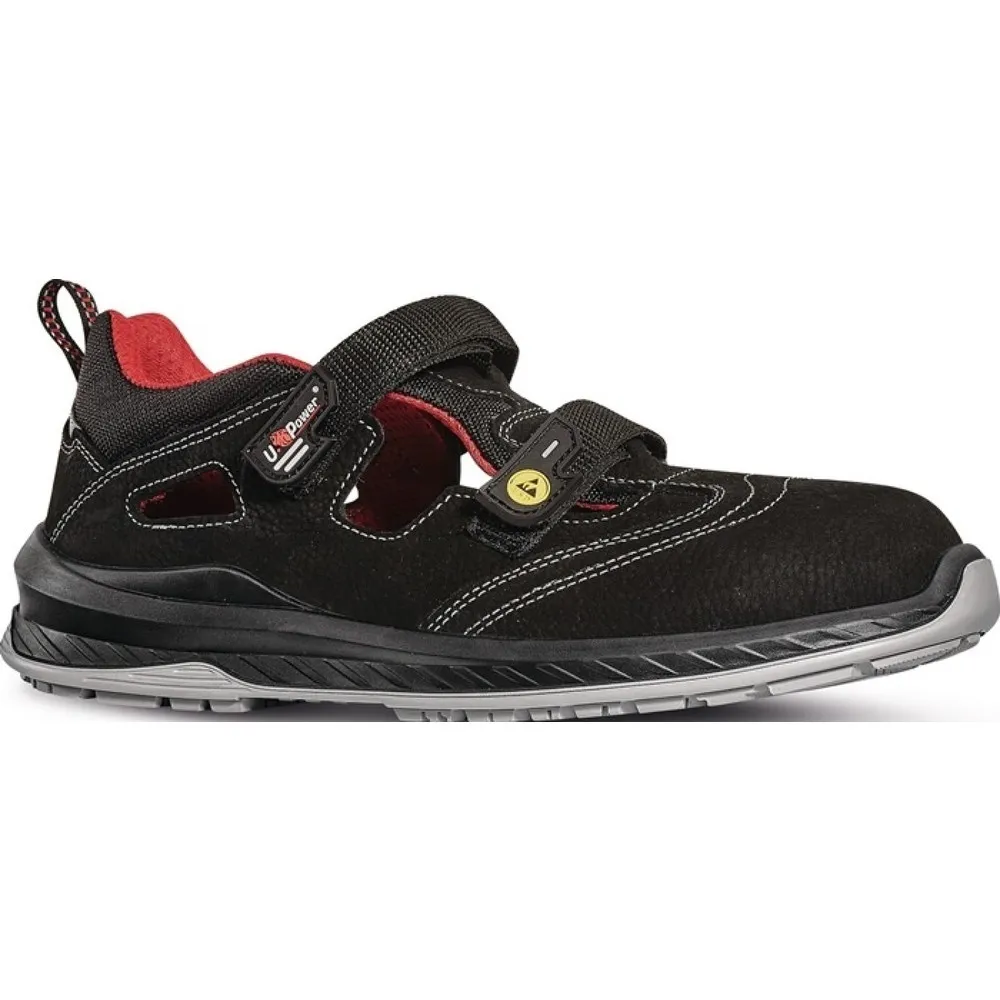 U.POWER Sicherheitsschuh Scandy, S1P ESD SRC EN ISO 20345, Größe 45 schwarz, gemilltes Nubukleder