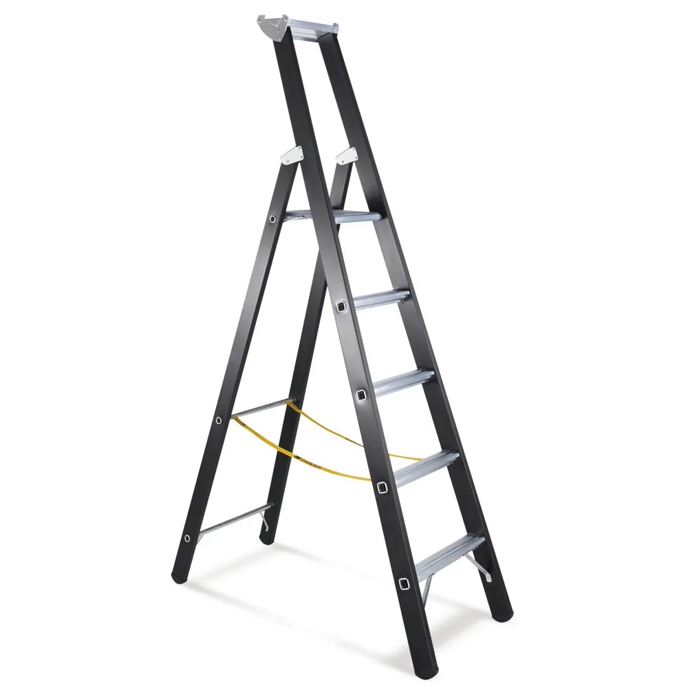 ZARGES Eloxierte Stehleiter, 1-seitig begehbar, Standhöhe 1,33 m