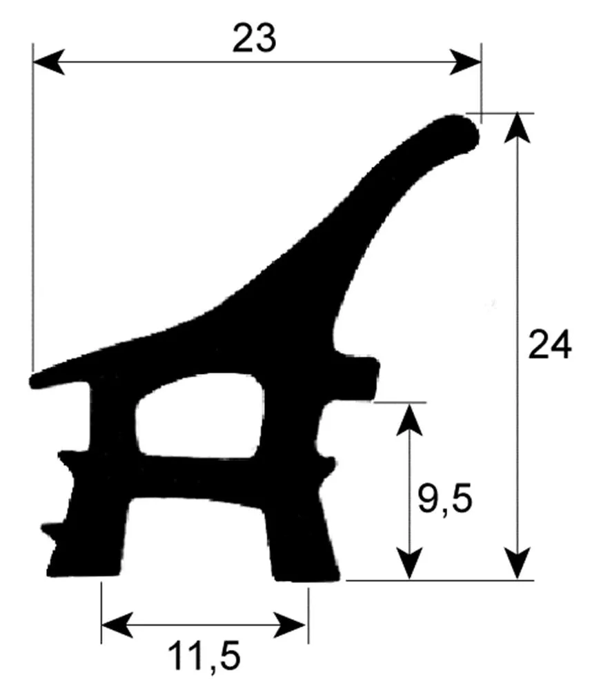 Türdichtung für Coven Länge 700mm Profil 2403 EP horizontal
