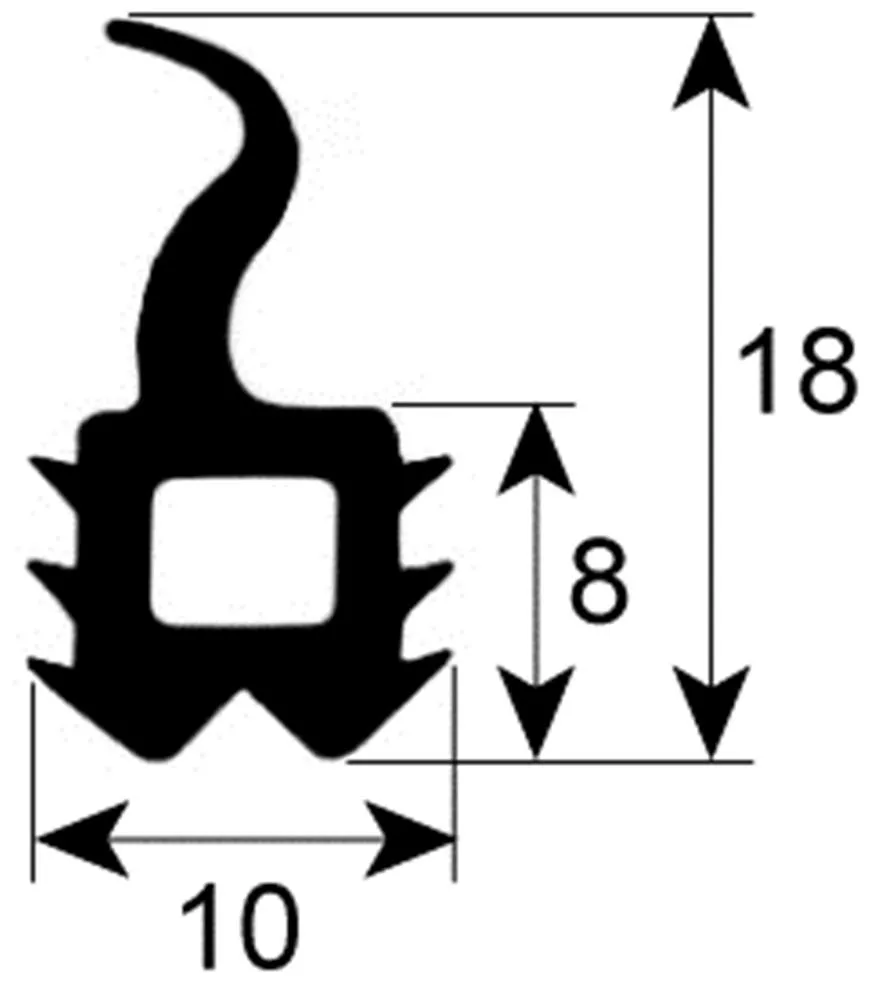 Türdichtung für Bonnet Länge 2600mm Profil 2711