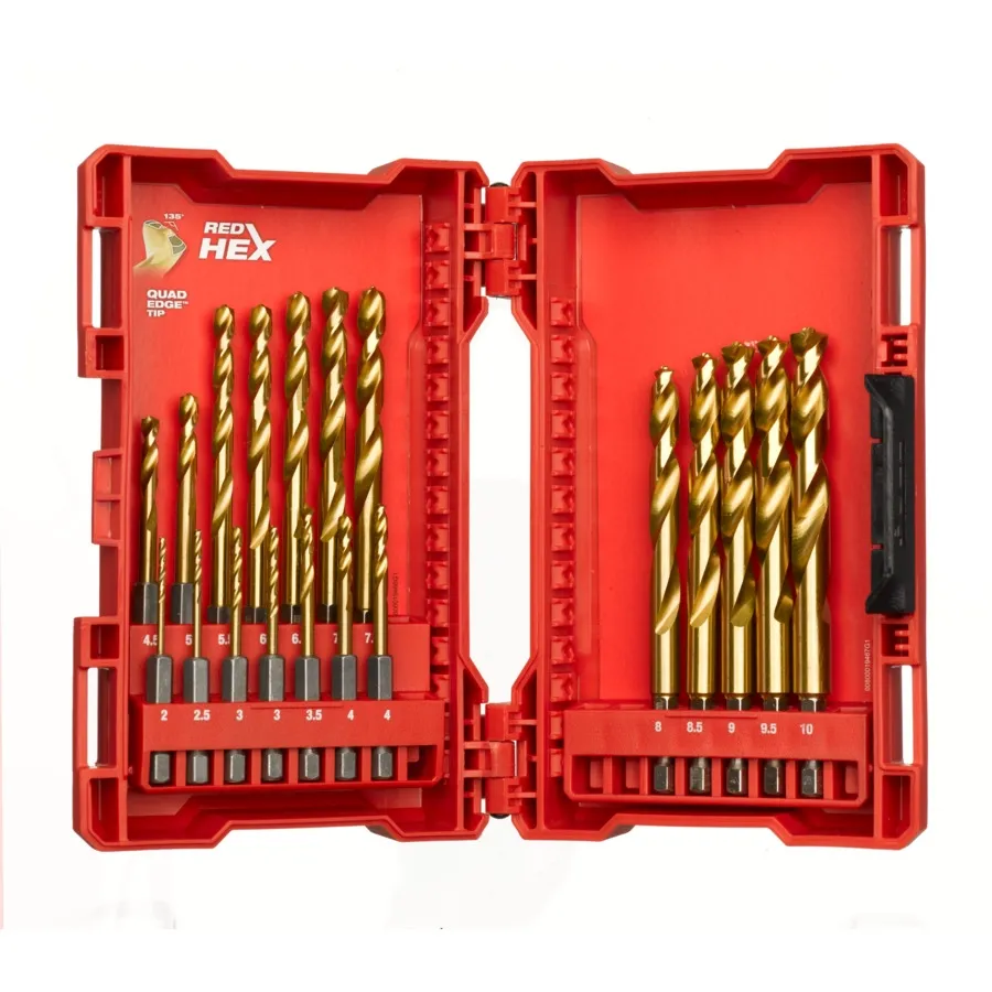 Milwaukee SHOCKWAVE Metallbohrer HSS-G RED HEX Titan 1/4" 19-teiliges Set