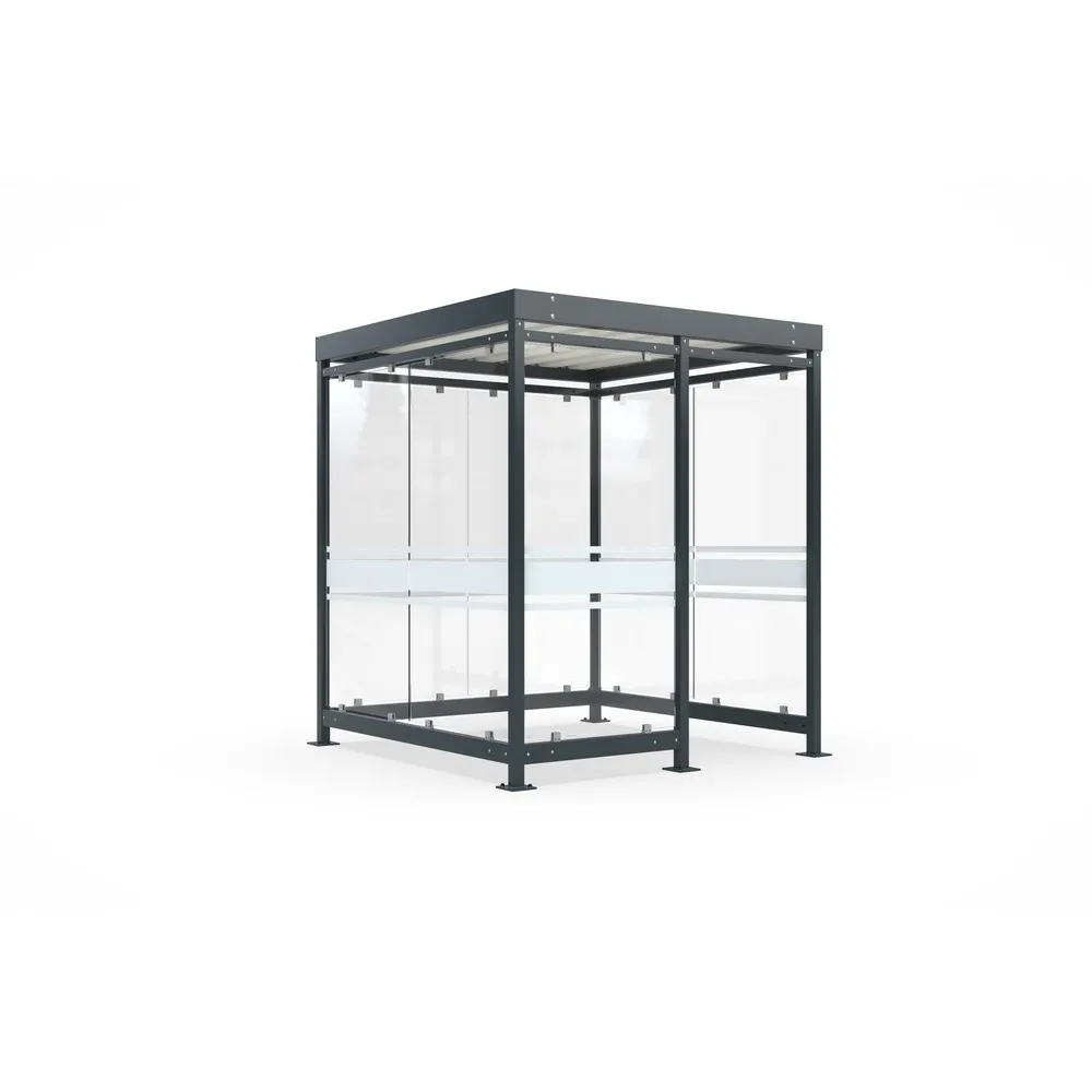 wsm® Raucherunterstand, Bausatz, für 4-9 Personen, 7 Elemente, RAL 7016 anthrazitgrau - mit Glasdekor